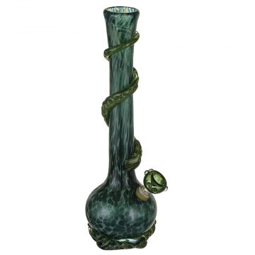 Noble Glass 14 Inch Tall Green Glass Bong with Green Wrap and Foot 