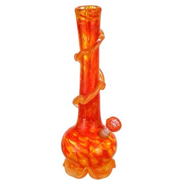 Noble Glass 14 Inch Tall Orange Glass Bong with Orange Wrap and Foot 