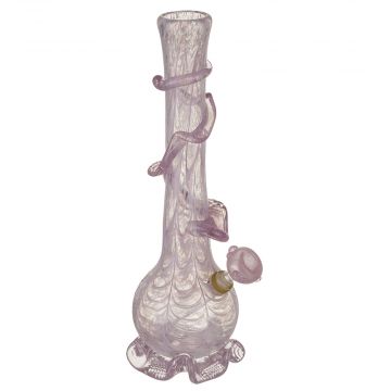 Noble Glass 14 Inch Tall Pink Glass Bong with Pink Wrap and Foot 