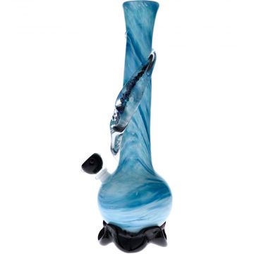 Noble Glass Blue and Black Glass Bong with Dichro Wrap | 14 Inch  | Side view 1