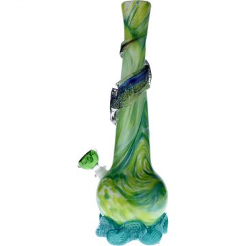 Noble Glass Green and Blue Glass Bong with Dichro Wrap | 14 Inch | Side view 1