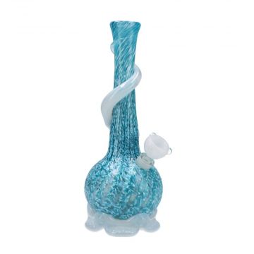 Noble Glass Light Blue Glass Bong with White Wrap and Foot | 12 Inch - Side View 1