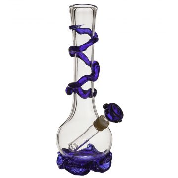 Noble Glass 12 Inch Tall Clear Glass Bong with Colored Wrap and Foot -Blue