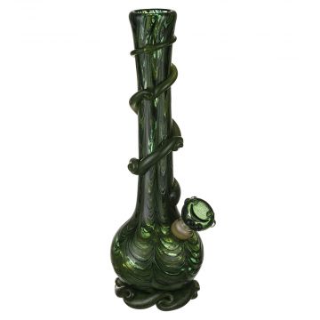 Noble Glass 12 Inch Tall Green Glass Bong with Green Wrap and Foot 