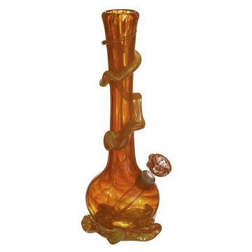 Noble Glass 12 Inch Tall Orange Glass Bong with Orange Wrap and Foot 