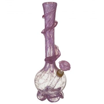 Noble Glass 12 Inch Tall Pink Glass Bong with Pink Wrap and Foot 