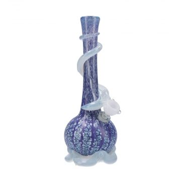 Noble Glass Purple Glass Bong with White Wrap and Foot | 12 Inch - Side View 1