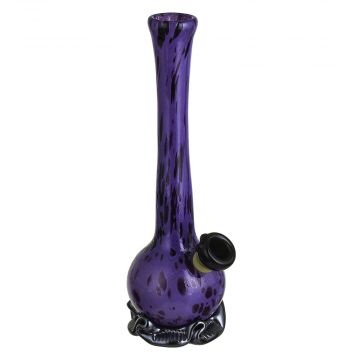 Noble Glass Small Round Base Glass Bong with Black & Purple Pattern