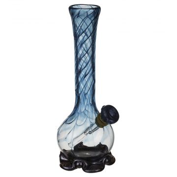 Noble Glass Turquoise & Black Small Round Base Glass Bong