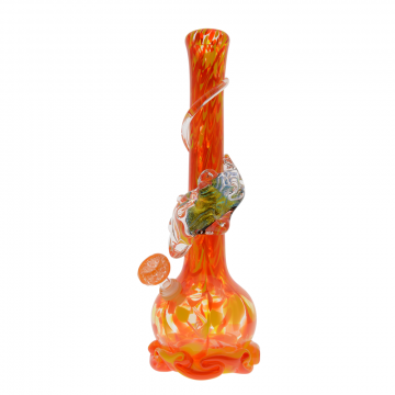 Noble Glass 14 Inch Tall Orange Glass Bong with Clear Dichro Wrap and Foot