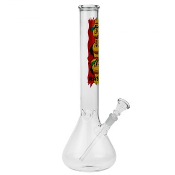 Rasta Smiley Beaker Base Glass Ice Bong - Side View 1