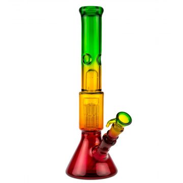 Boost Rasta Beaker Ice Bong with 10-Arm Tree Perc - Side View 1