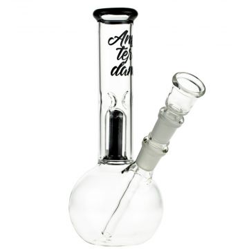 Glass Amsterdam Bubble Base Mini Ice Bong with Dome Perc | Black - Side View 1