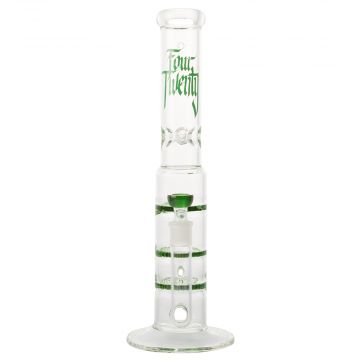 Four Twenty – Glass Ice Bong with Double Green HoneyComb Disc & Green Tornado Disc 