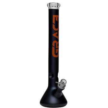 Grace Glass 7mm Ice Black Powder Beaker Bong - Orange Logo