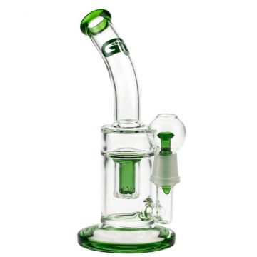 Grace Glass Saxo Vapor Bubbler with Showerhead Perc | Green  - With Vapor Dome