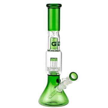 Grace Glass Beaker Ice Bong with Drum Perc | Green - Side View 1