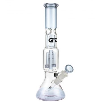 Grace Glass Beaker Ice Bong with Double Drum Perc | Purple - Side View 1