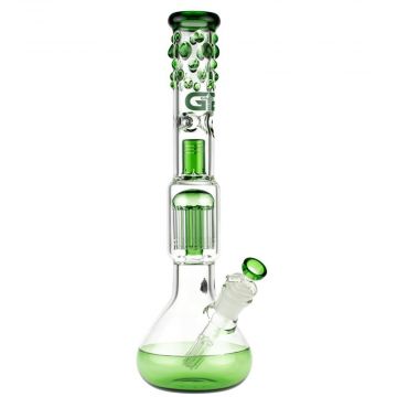 Grace Glass Beaker Ice Bong with 12-Arm Tree Perc | Green - Side View 1