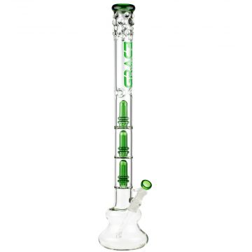 Grace Glass Triple Dome Perc Beaker Base 7mm Glass Bong | Green - Side View 1