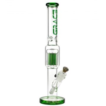 Grace Glass Cane Ice Bong with 11-Arm Tree Perc | Green- Side View 1