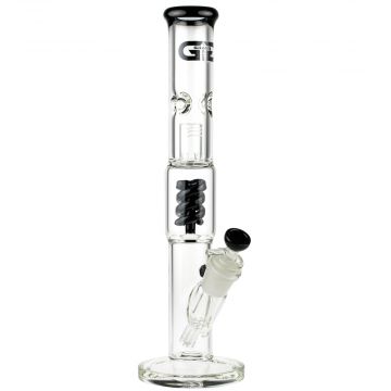 Grace Glass Straight Ice Bong with Spiral Percolator | Black - Side View 1