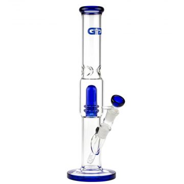 Grace Glass Straight Ice Bong with Showerhead Perc | Blue - Side View 1