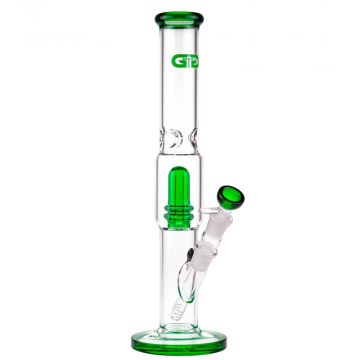 Grace Glass Straight Ice Bong with Showerhead Perc | Green - Side View 1