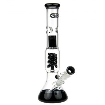 Grace Glass Beaker Base Spiral Perc Ice Bong | Black - Side View 1