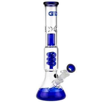 Grace Glass Beaker Base Spiral Perc Ice Bong | Blue - Side View 1