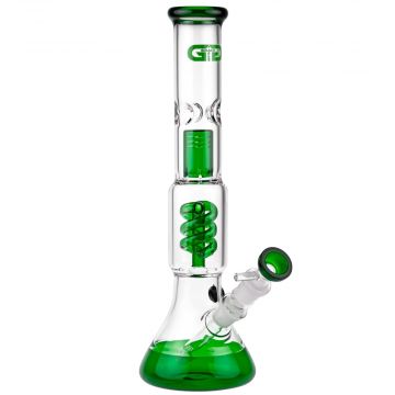 Grace Glass Beaker Base Spiral Perc Ice Bong | Green - Side View 1