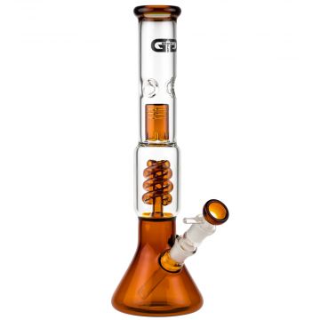 Grace Glass Beaker Base Spiral Perc Ice Bong | Amber