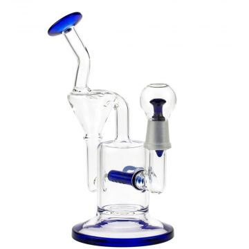 Grace Glass Recycler Vapor Rig with Inline Diffuser | Blue - With Vapor Dome