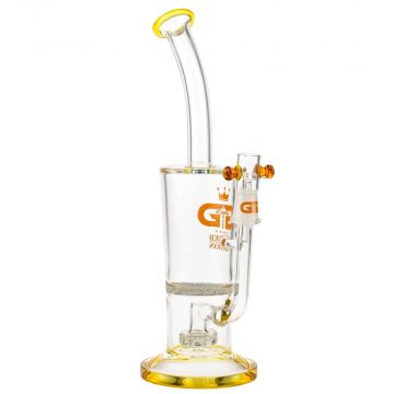 Grace Glass Limited Edition Vapor Bubbler with Fritted Disc Perc & Showerhead Diffuser | Amber- With Vapor Dome