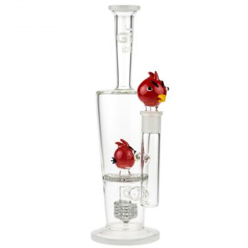 Grace Glass Limited Edition Vapor Bubbler with HoneyComb Disc Perc & Drum Diffuser | Red Bird - With Herb Bowl 