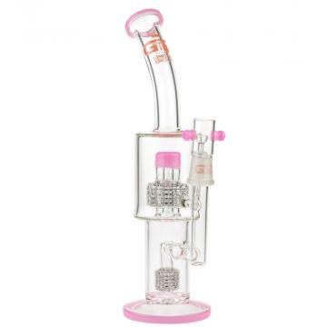 Grace Glass Limited Edition Vapor Bong with Double Drum Diffuser | Pink - With Vapor Dome