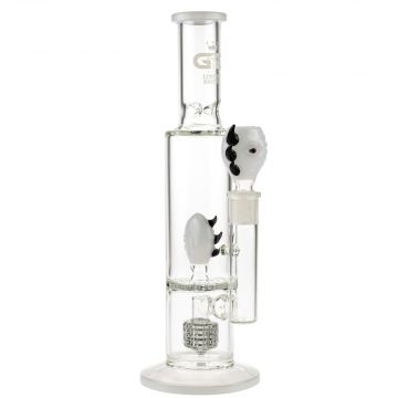 Grace Glass Limited Edition Ice Bong with HoneyComb Disc Perc & Drum Diffuser | White Monster - With Herb Bowl 