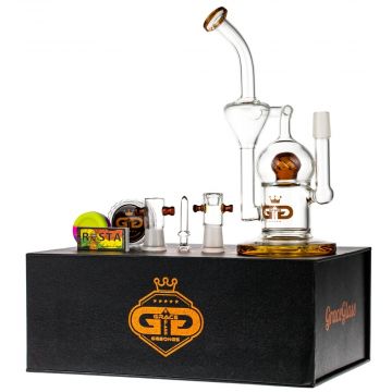 Grace Glass Recycler Vapor Bubbler with Slitted Ball Perc | Amber