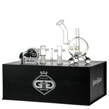 Grace Glass Mini Ball Vapor Bubbler with Showerhead Diffuser | White