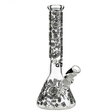 Grace Glass Tribal Glow in the Dark Beaker Ice Bong | Zapotec - Side View 