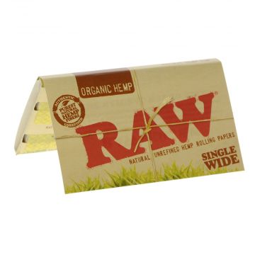 RAW Organic Single Wide Hemp Rolling Papers - Double Window- Single Pack