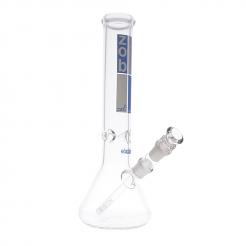 ZOB Glass - Straight Beaker Ice Bong with Slitted Diffuser - 14 inch - Blue/White