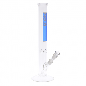 ZOB Glass - Straight Ice Bong with Slitted Diffuser - 18 inch - White/Blue