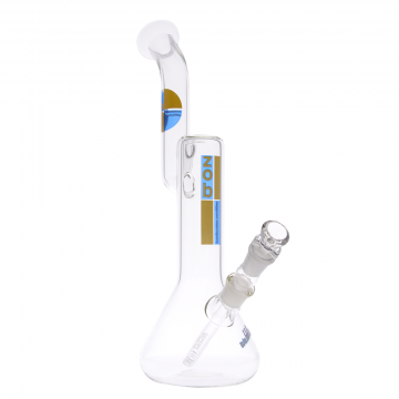 ZOB Glass - Beaker Bong with Slitted Diffuser & Bent Neck - 16 inch - Brown/Blue