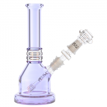 Pulse Glass Mini Barrel Stem Beaker Base Bong | Purple - Side view 1
