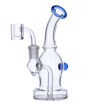 Dab Rig with Quartz Banger | 7 Inch | Blue | side view 1