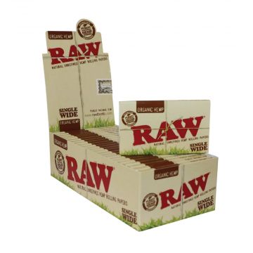 RAW Organic Single Wide Double Window Hemp Rolling Papers| Box