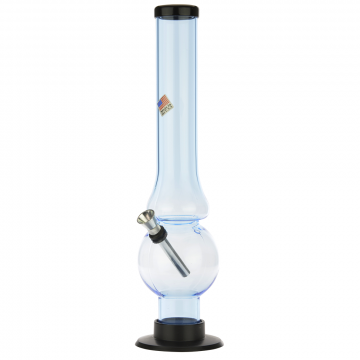 Acrylic Bubble Base Bong with Bulged Straight Tube | Ice Blue