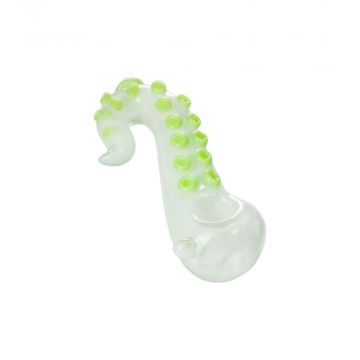 Glass Alien Tentacle Spoon Pipe | White & Green