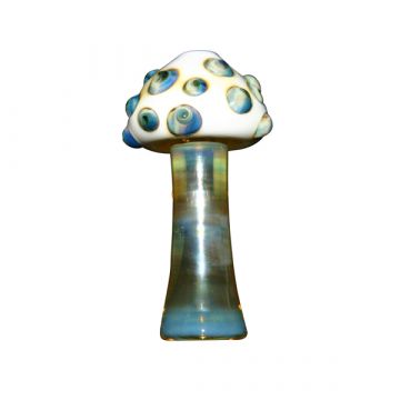 Glass Taster Pipe - Mushroom with Color and Fume - White